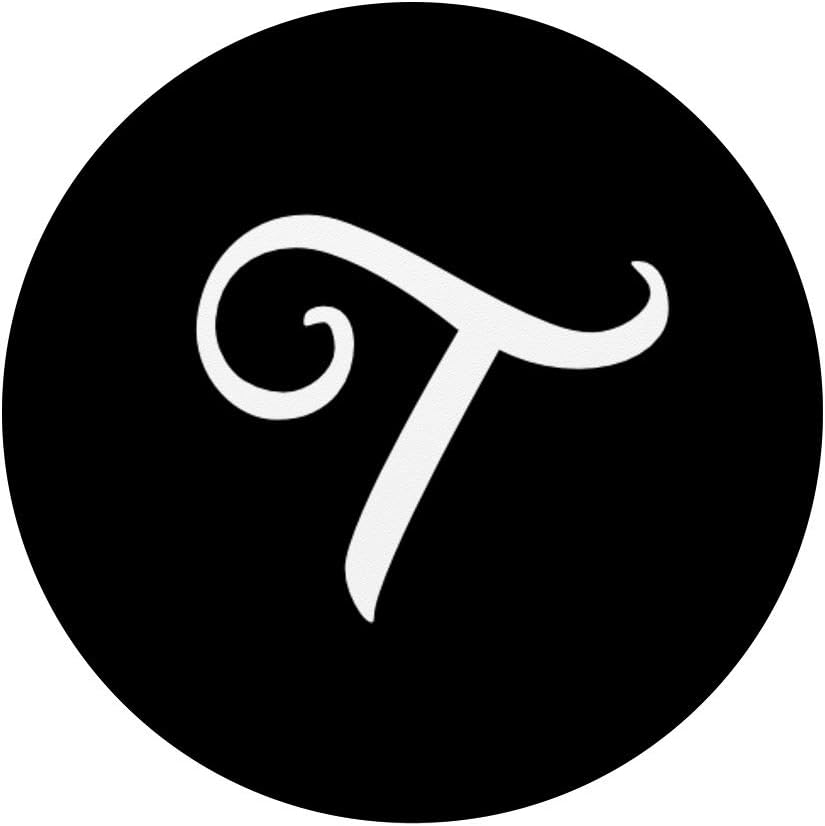 Amazon Com Letter T Cursive Script Monogram White Black Script Capital Popsockets Grip And Stand For Phones And Tablets