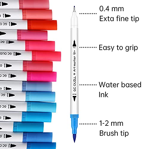 GC QUILL 120 Colors Dual Brush Pens Art Markers, Fine and Brush Tip