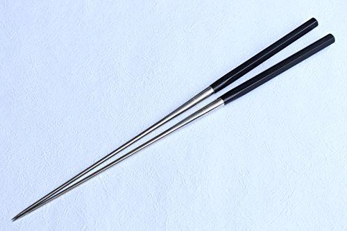 Ibuki Moribashi Chopsticks Honyaki quenching stainless Japanese Sushi Chef's Garnishing hexagon Black plywood 180mm