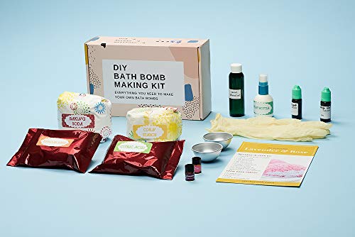 bMAKER DIY Bath Bomb Making Kit - Lavender & Rose Essential Oil, Colorants, Easy to Do - Fun Science Project - Gift Idea for kids and adults