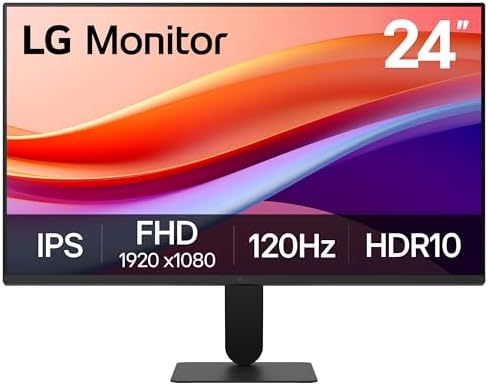 LG 24U411A-B 24-inch Full HD (1920 x 1080) IPS Computer Monitor, 120Hz, HDR10, Reader Mode, Flicker Safe, HDMI, Slim Stand Base, Black