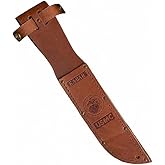 KA-BAR 1217S USMC Leather Knife Sheath &ndash; Premium Brown Leather Holder for 7" Fixed Blade Knives with Embossed Marine Corps Logo