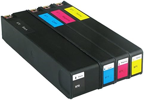 OCProducts Refilled HP 970 971 Ink Cartridge Replacement for HP OfficeJet Pro X476DW X576DW X451DW X551DW X476DN X451DN Printers (1 Black 1 Cyan 1 Magenta 1 Yellow)