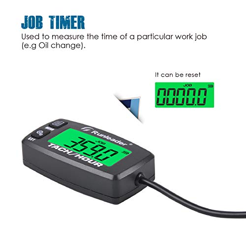 Runleader Digitale motoruurteller, onderhoudsherinnering, toerenteller voor zitgrasmaaier, tractorgenerator, marine, ATV… - Image 5