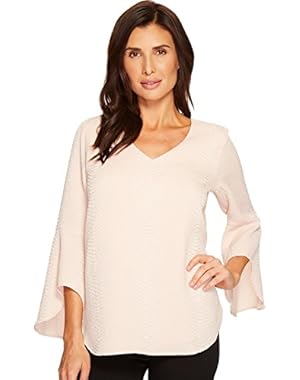 Womens Flare Sleeve V-Neck Blouse