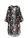 Akery Women's Floral Chiffon Kimono Cardigan Blouse Beach Cover up,X-Large,Black