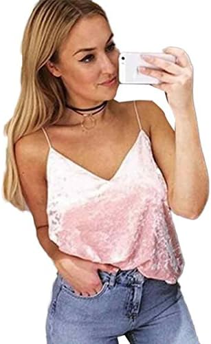 GBSELL Women Velevt Tank Tops Bustier Bra Vest Crop Bralette Shirt Cami (M, Pink)