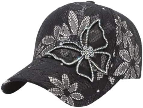 Women's Denim Baseball Cap with Pearl Rhinestone Trendy Y2k Visors