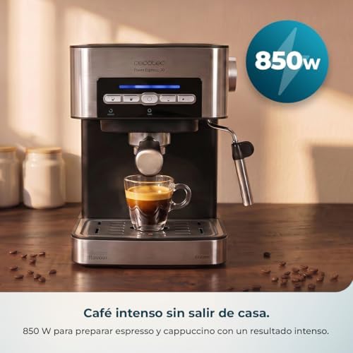 Cafetera Espresso Cafetera Express Power Espresso 20 Matic Elite. 850 W, Presión 20 Bares, Depósito 1,5 Litros, Vaporizador Orientable, Control Digital, Modo Auto, Acero