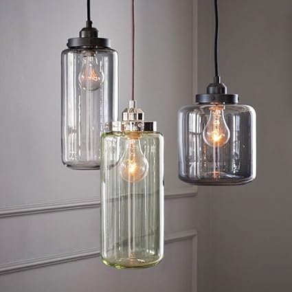 Pottery Barn Paxton Glass 3 Light Pendant Chandelier Fixture Lamp