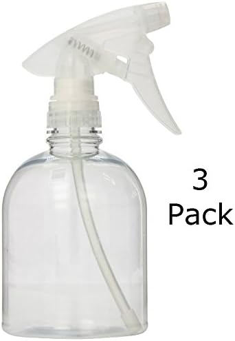 Clear Spray Bottle, 16 oz, Durable Round, With Clear Trigger Sprayers Pack of 3