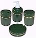 Stoneware Bathroom Accessory Set of 4. (Tooth Brush Holder, Soap Dish. Lotion Pump & Tumbler) (Hunter Green)