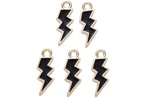 DanLingJewelry 100pcs Enamel Black Flash Shape Charms Lightning Bolt Charms Flash Thunder Pendants for DIY Jewelry Making Accessories