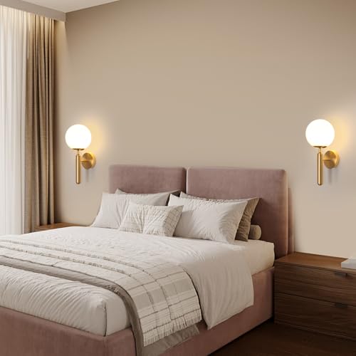 DELIPOP E27 2 Pieces Wall Lamp Indoor Vintage Modern Gold Wall Lamp Ball Lamp for Bedroom Living Room Hallway Kitchen Coffee