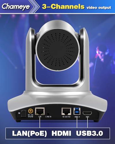 Chameye 4K PTZ Camera 20x Optical Zoom with HDMI USB3.0 LAN(IP PoE) for Live Church Worship, Video Conferencing, Educational Activities, Onsite Activities, YouTube OBS vMix Live Streaming, C420