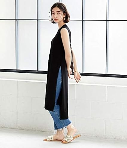 Amazon アダムエロペ ワンピース Slitニットワンピース レディース クロメイン 日本 F Free サイズ ワンピース チュニック 通販