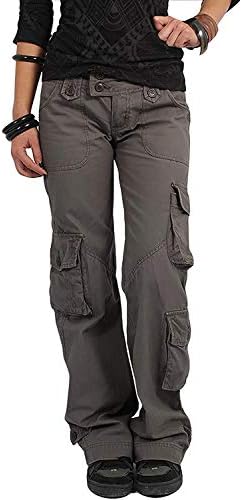 Ranvasha Women's Loose Fit Military Cargo Pants Ladies Combats Outdoor Hiking Pants with Multi-Pockets