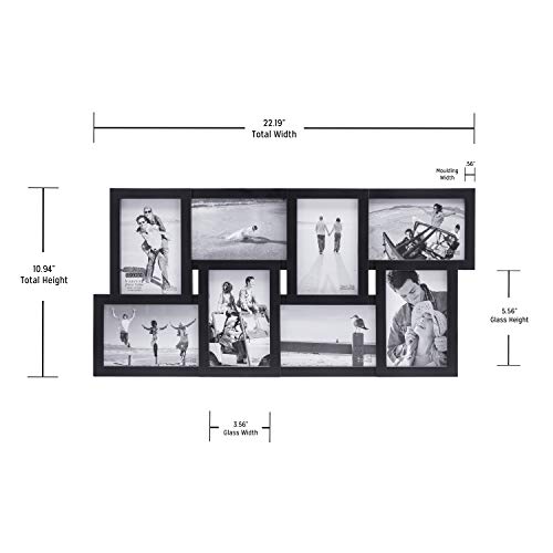 Malden International Designs Black 8 Opening 4x6 Collage Photo Frame