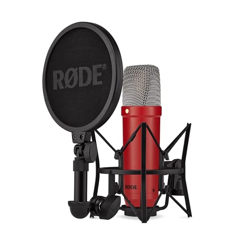 RØDE NT1 Signature Series Großmembrankondensatormikrofon mit Schockhalterung, Popschutz und XLR-Kabel für Musikproduktion, Gesangsaufnahmen, Streaming
