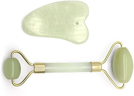 Zacari Himalayan Anti Aging Jade Roller Therapy 100% Natural Jade Facial Roller w/ Double Neck Healing Massager