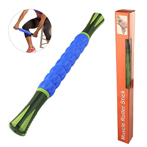 Yoport Muscle Roller Stick, Muscle Massage Roller Tool with Anti Slip Handle for Athlete Runner Releasing Myofascial Trigger Points, Reducing Muscle Soreness, Soothing Cramps and Relieving Muscle Pain