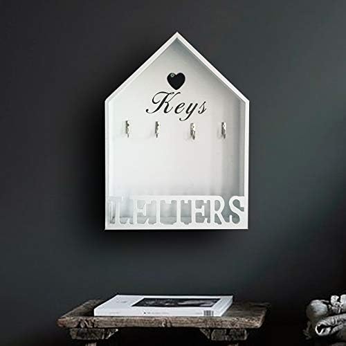 Garden Mile White Wall Key Holder with Letter Rack Home Storage 30cm