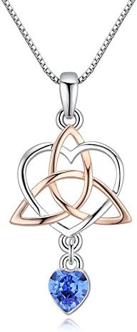 Xingzou Women Love Heart Necklace Pendant,Crystals from Swarovski,Good Luck Irish Triangle Celtic Knot