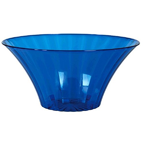 Large Plastic Flared Bowl Color Theme Party Reusable Table Salad Snack and Dessert Serveware and Soup Dishware, Royal Blue, 70 oz..