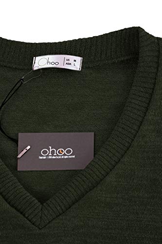 Ohoo Mens Slim Fit Casual V-Neck Knit Vest/DCV010-KHAKI-L