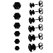6 Pairs Stud Earrings Set, HOVEOX Brilliant Cut Round Clear Cubic Zirconia Inlaid Simulated Diamond Rhinestone Hypoallergenic Pierced Jewelry CZ Studs 0.1-0.3 inch for Unisex Teens (Black)