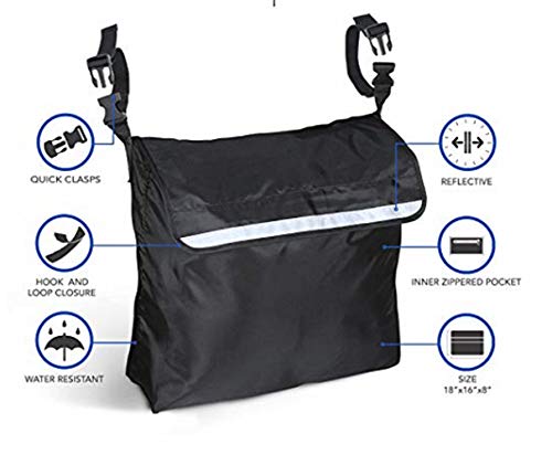 Wheelchair Backpack Storage Bag,Hands Free Pouch Organizer Accessories Travel Tote for Scooter, Electric, Manual or Powered Chairs