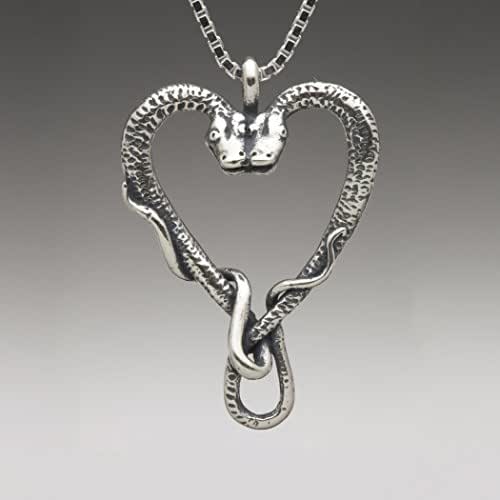 Snake Necklace Heart Necklace Viper Valentine Pendant