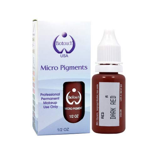 BIOTOUCH Micropigment DARK RED Pigment Color Permanent Makeup Microblading Supplies Eyebrow Shading Micropigmentation Cosmetic Tattoo Ink Lip Eyeliner Ombre Feathering Hair Stroke LARGE Bottle 15ml