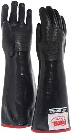 The Fryer Glove Black Neoprene Medium Fryer Gloves with Removable Brushed Jersey Liner - 18"L