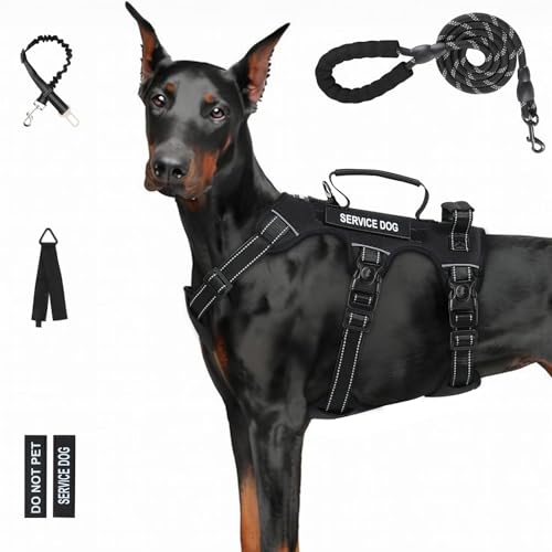 Photo 1 of Escape Proof Dog Harness for Large Medium Sized Dogs Six Point Adjustable, Service Dog Vest Harness and Leash Set, No Pull Dogs Harnesses with Handle, XL Dog Harnesses for Walking(Black, XL)