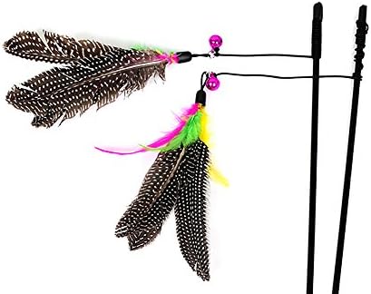 Blytieor 1pc Feather Wand Cat Toy - These Natural Feathers Are Guaranteed To Drive Your Cat Wild