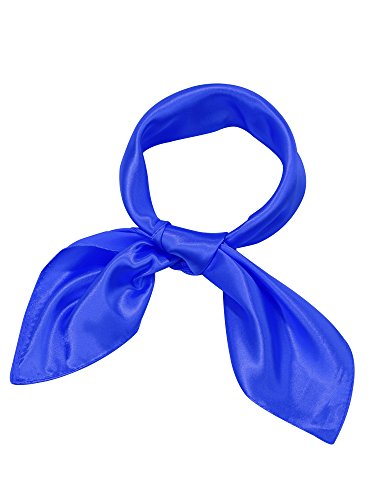 Satinior Chiffon Scarf Square Handkerchief Satin Ribbon Scarf for Women Girls Ladies, 23.6 by 23.6 Inch (Royal Blue)