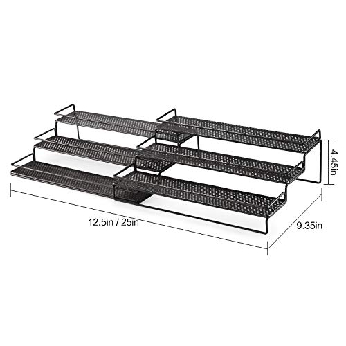 Veesun Expandable Spice Rack Organizer for Cabinet Kitchen Countertop Pantry,Standing Spice Organizer,Adjustable Wide(12.6" to 25"),Bronze.