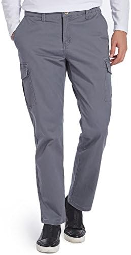 Sirain Men's Relaxed Fit Elastic Cargo Pant Pockets Cotton Tactical Pants (Silver, 34W × 31L)