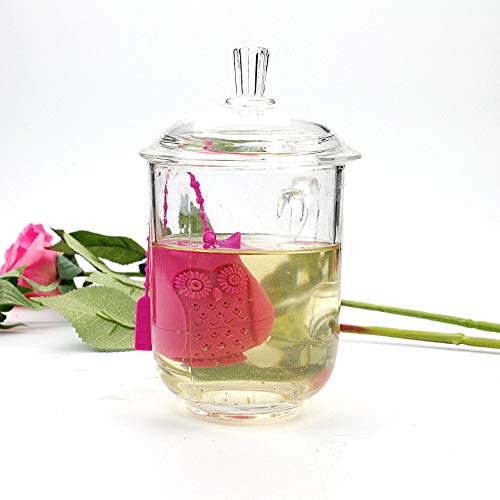 REAMTOP 6PCS Owl Design Silicone Tea Infuser, Reusable Cute Safe Loose Leaf Tea Bags Strainer Filter