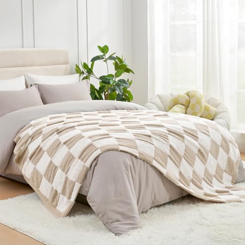 Snuggle Sac Checkered Throw Blanket Faux Fur