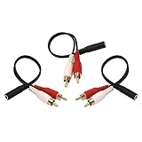 VCE 3-Pack Gold Plated 3.5mm Female to 2 RCA Male Stereo Audio Y Cable Adapter