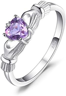 0.62ct Alexandrite Sapphire Irish Claddagh Solid 925 Sterling Silver Rings