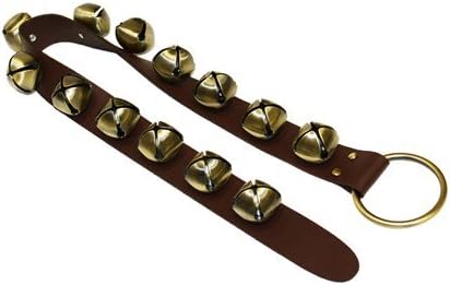 Ohio Travel Bag Sleigh Bells on Strap, 32 Inch, Brown & Brass, Leather, Brass, C-2128