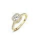 Winter.Z Womens Jewelry Circular Bead Square Ring Diamond 18K Gold Wedding Ring