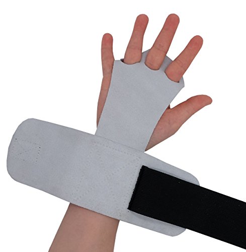 AEOLOS Leather Gymnastics Hand Grips-Great for Gymnastics,Weight Lifting,Pull Ups,Kettlebells and Crossfit Training (White, Medium)