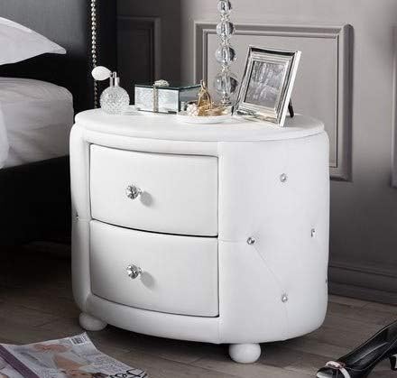 Amazon Com Bedstand Night Table White Oval Shaped Faux Leather