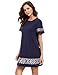 Floerns Women's Embroidered Short Sleeve Casual Shirt Swing Dress Navy S