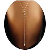 Artmiss Wedding Backdorp Necklace Crystal Gold Y Necklace Long Chain for Women and Brides