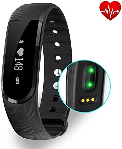 Fitness Tracker with Heart Rate monitor, EIISON Z4 Activity Watch Step Walking Sleep Counter Wireless Wristband Pedometer Exercise Tracking Sweatproof Sports Bracelet for Android and iOS, Black